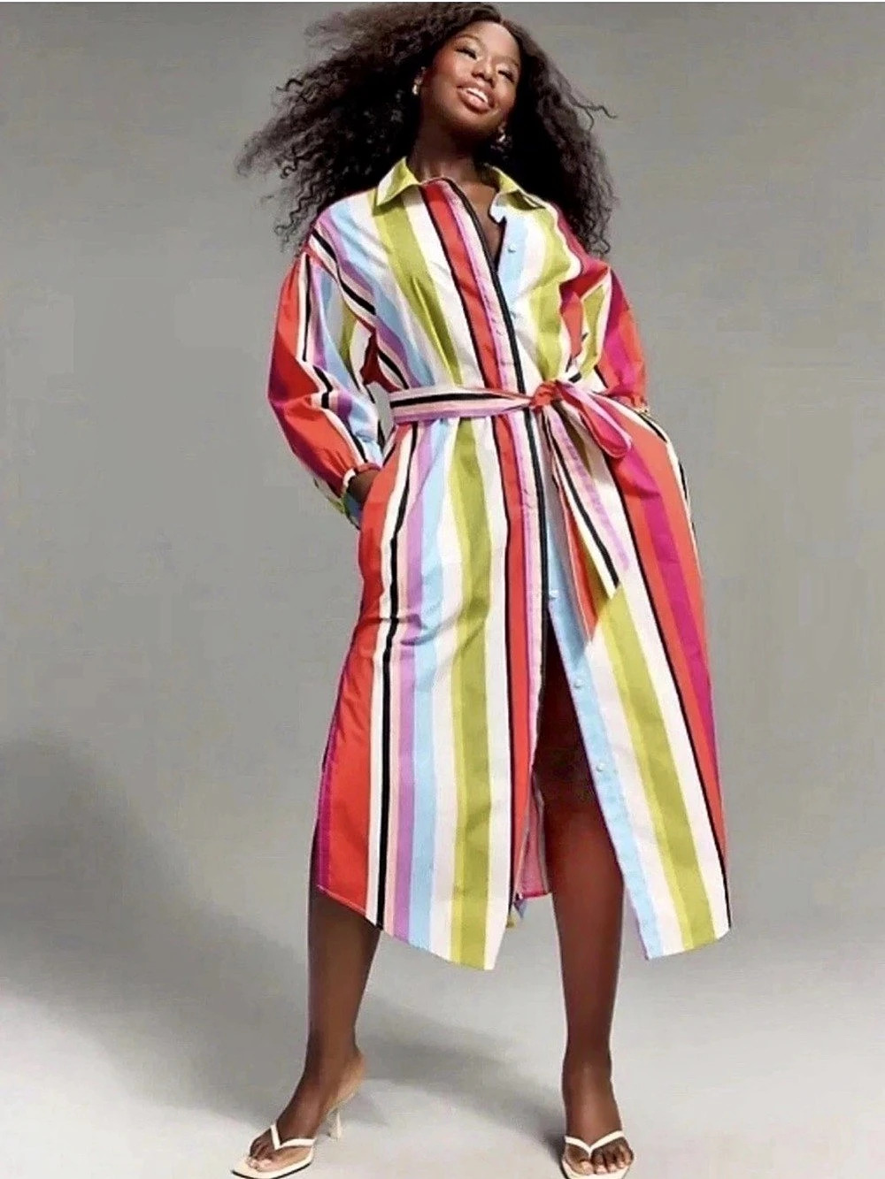 Old Navy x Christopher John Rogers Striped Midi Dress Multicolor Size 3X NWT
